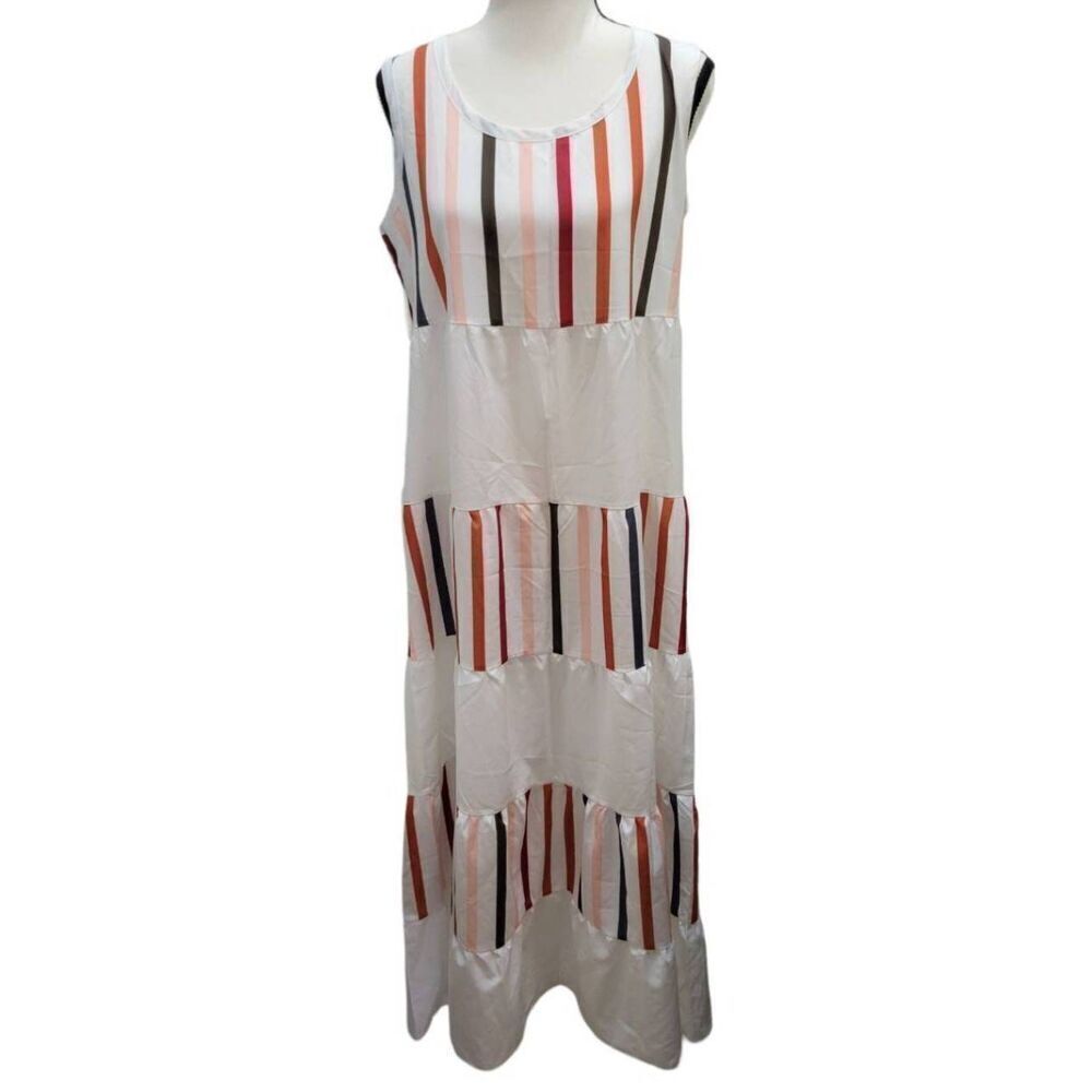 Made with Love Vertical Striped Maxi Sleeveless Dress Size M *New w/defect